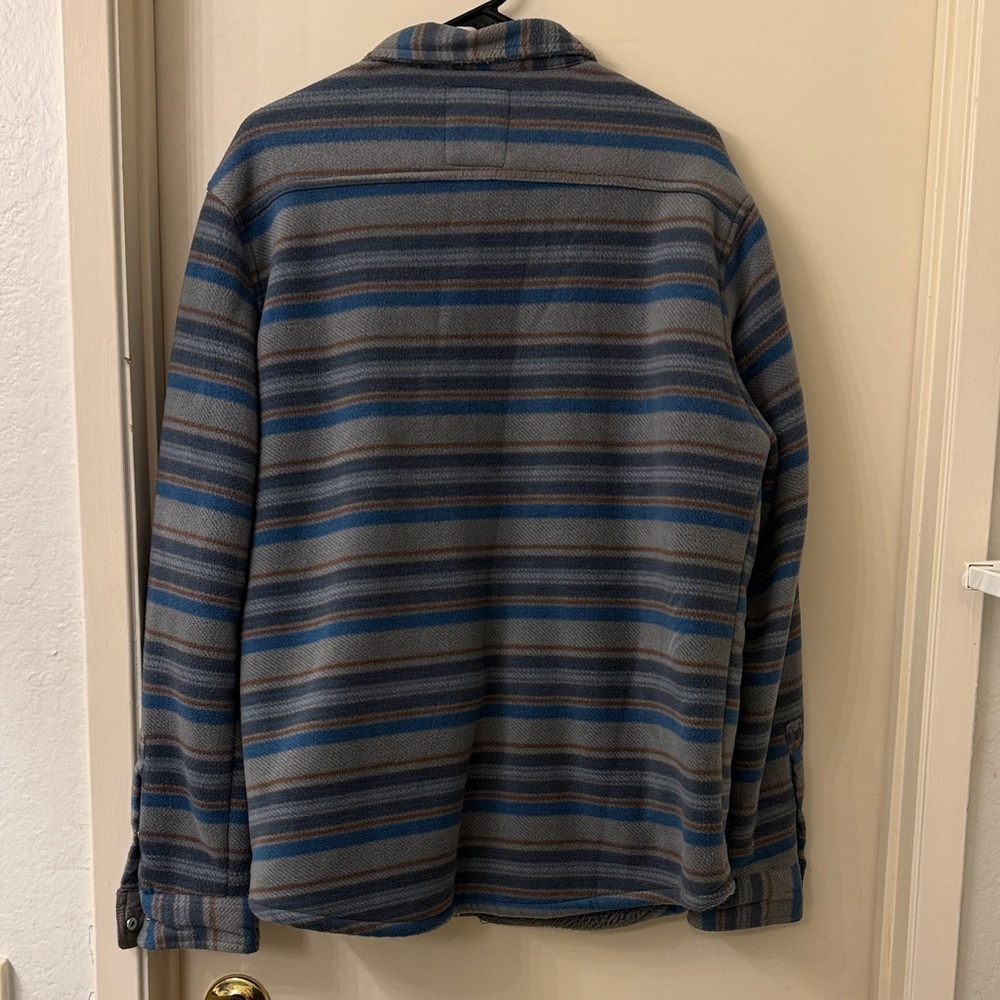 ** Volcom ** men’s Sherpa jacket voyager Striped Blue and Gray - Large Jacket - Picture 7 of 10